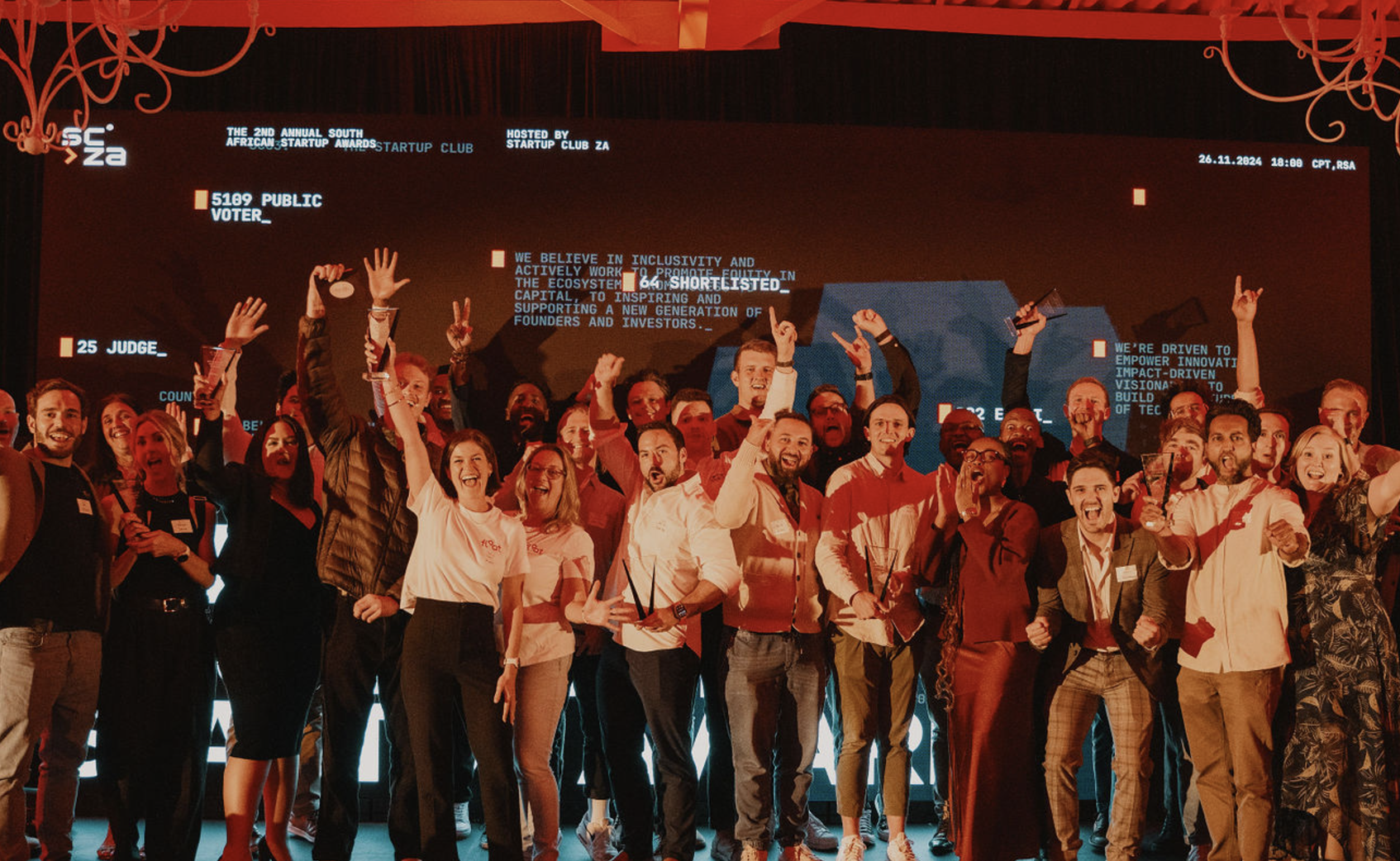 Award winners on stage at Startup Club ZA