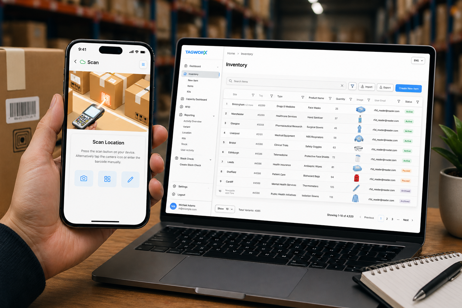 WorX inventory dashboard